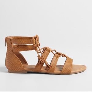 MAURICE’S Faux Snakeskin Lace Up Gladiator Sandals
